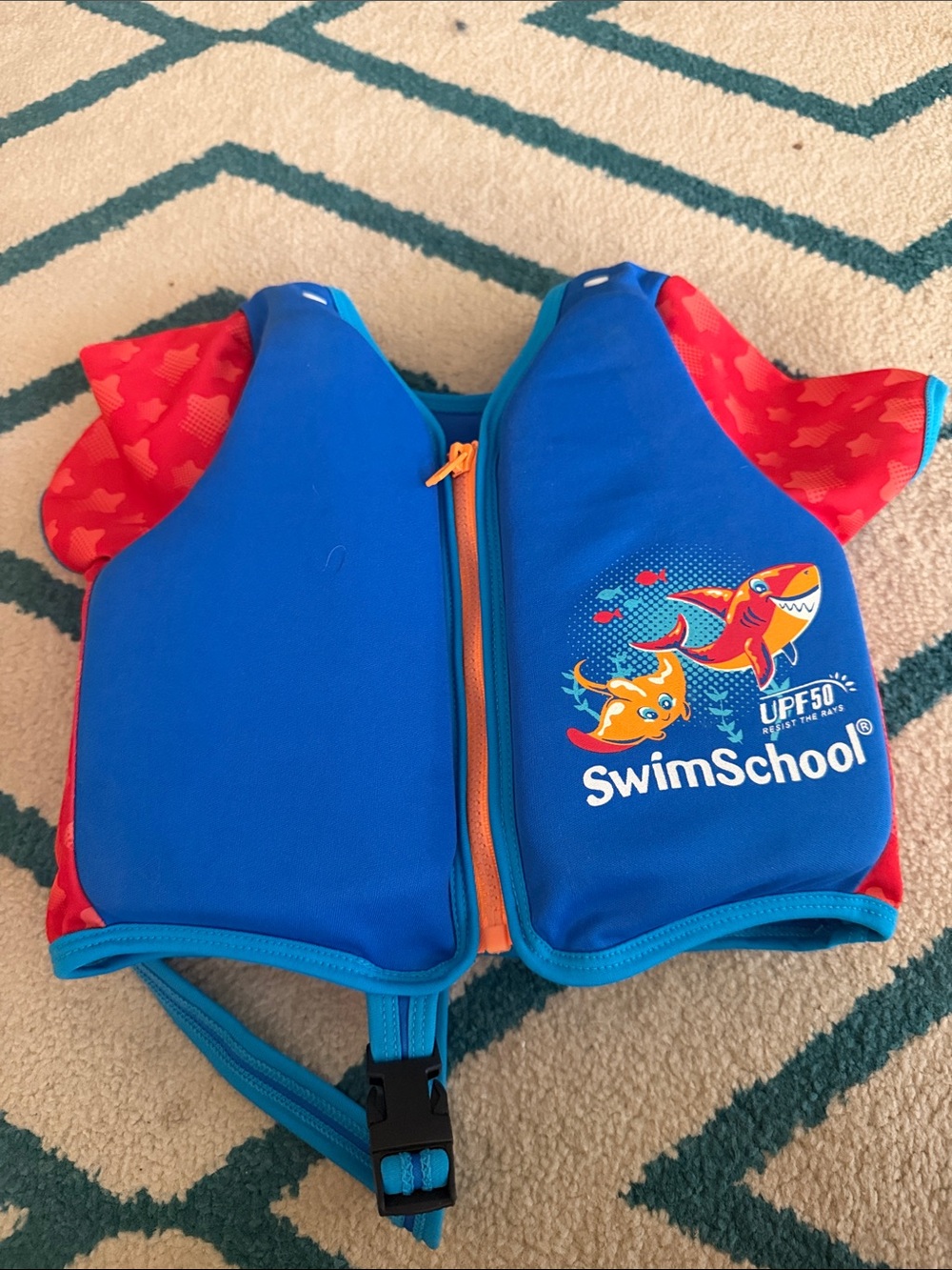 Kids Blue & Red Swim Vest with UPF50